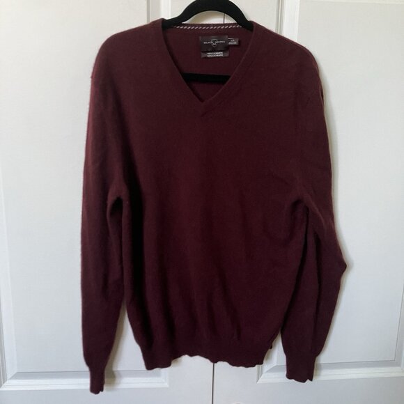 Black Brown 1826 Cashmere Sweater Mens L Red 100% Cashmere Grandpa Academia Knit - Picture 1 of 6